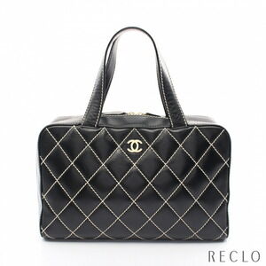 Chanel Wild Stitch Handbag Black Leather